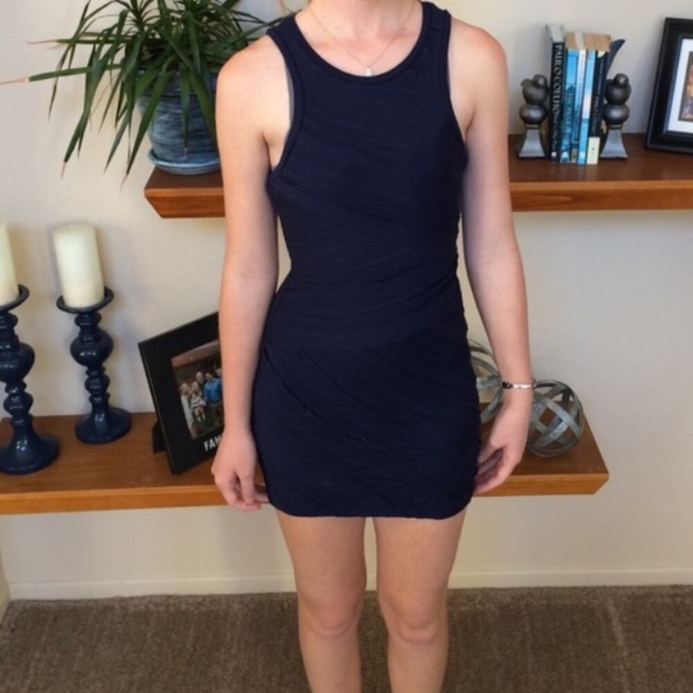 TopShop Navy Bodycon Textured Sleeveless Dress